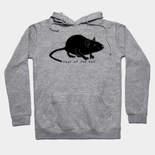 Year of the Rat Black Hoodie by ellenhenryart